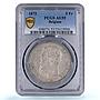 Belgium 5 francs King Leopold II Coinage KM-24 AU55 PCGS silver coin 1872