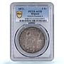 Belgium 5 francs King Leopold II Position A KM-24 AU53 PCGS silver coin 1873