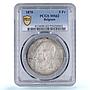 Belgium 5 francs King Leopold II Coinage KM-24 MS62 PCGS silver coin 1870
