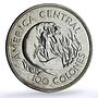 Costa Rica 100 colones Manatee Conservation Wildlife Fauna silver coin 1974