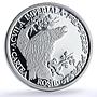 Moldova 10 lei Imperial Eagle Red Book Wildlife Bird Fauna silver coin 2005