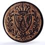 Italy Sardinia 3 centesimi Carlo Felice Car Felix L Mark KM-126 copper coin 1826