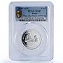Benin 6000 francs John Paul II IDAO 4 Africa Elephant MS67 PCGS silver coin 2005