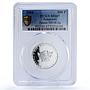 Saharawi 500 pesetas Fennec Foxes Sahara Nature Fauna MS67 PCGS silver coin 2004
