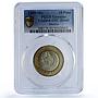 Mexico 10 pesos Republic Coinage Aztec Sun Stone UNC PCGS bimetal coin 1999