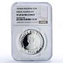 Philippines 25 piso New Society Emilio Aguinaldo PF69 NGC silver coin 1975