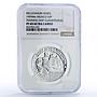 Mexico 5 pesos Cuauhtemoc Centennial Navy School Ship PF 68 NGC silver coin 1999
