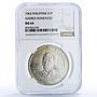 Philippines 1 peso Andres Bonifacio History Politics MS 64 NGC silver coin 1963