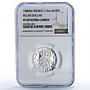 Mexico Pillar Dollar 8 Reales 1732 Restrike 1/4 oz PF 69 NGC silver medal 1988