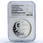 Pakistan 150 rupees Gavial Crocodile Conservation PF 69 NGC silver coin 1976