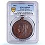Great Britain Queen Victoria Jubilee Railway Crewe Trains MS 65 PCGS medal 1887