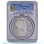 Italy 5 lire Victor Emmanuel II KM-8 MS 62 PCGS silver coin 1872