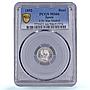 Spain 1 real Isabel II 6 Pt. Star Madrid Mint KM-598 MS 66 PCGS silver coin 1852