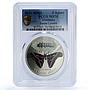 Abkhazia 3 apsar Samia Cynthia Silkworm Butterfly MS 70 PCGS nickel coin 2021