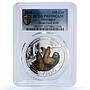 Nicaragua 100 cordobas Three Toed Sloth KM-125 Fauna PR 69 PCGS silver coin 2018