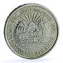 Mexico 5 pesos Opening Southern Railroad KM-466 Train silver coin 1950