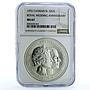 Cayman Islands 25 dollars Wedding Elizabeth II Philip MS 67 NGC silver coin 1972