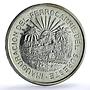 Mexico 5 pesos Opening Southern Railroad KM-466 Train silver coin 1950