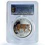 Sierra Leone 10 dollars Tiger Coloured KM-247.2 Cat PR 69 PCGS silver coin 2001