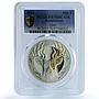 Kazakhstan 500 tenge Deer Bugy Gilt Nomads Art PR 70 PCGS silver coin 2020
