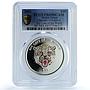 Sierra Leone 10 dollars Cheetah Coloured KM-248.2 Cat PR69 PCGS silver coin 2001