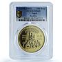 Nepal 100 rupees Lord Buddha KM-1157 Religion MS 68 PCGS brass coin 2001