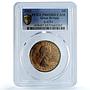 Great Britain 1 penny Elizabeth II KM-883 S- 4154 PR 65 PCGS bronze coin 1953
