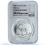 Armenia 100 dram Wild Goat KM-167 Wildlife Fauna PF 68 NGC silver coin 2008