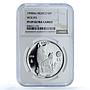 Mexico 5 pesos Lobo KM-627 Wildlife Fauna WWF Wolf PF 69 NGC silver coin 1998