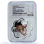 Singapore 5 dollars Year Rabbit Coloured KM-514 Lunar PF 70 NGC silver coin 2023