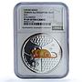 Singapore 10 dollars Year Rat Piedfort KM-272 Mouse PF 69 NGC silver coin 2008