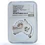 Australia 1 dollar Shanghai Expo Map Shape Kookaburra MS 69 NGC silver coin 2010