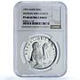 Haiti 50 gourdes Woman with Shell Mark Left KM-104.1 PF 68 NGC silver coin 1973