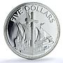 Bahamas 5 dollars Republic KM-91 Ship Clipper proof silver coin 1982