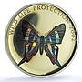 Congo 10 francs Swallowtail Brown Butterfly Wildlife Protection silver coin 2002
