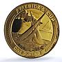 American Samoa 1 dollar America Cup RE KM-1.1 Sports Ship proof bronze coin 1988