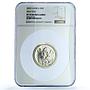 South Africa 50 cents Wild Dog KM-323 Wildlife Fauna PF 70 NGC silver coin 2005