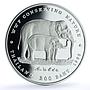 Thailand 200 baht Elephants Y#339 WWF Wildlife Fauna proof silver coin 1998