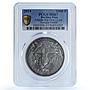 Burkina Faso 1000 francs Lion KM-25 African Fauna Cat MS67 PCGS silver coin 2014