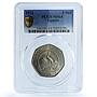 Uganda 5 shillings Republic KM-18 Crane Bird MS 64 PCGS CuNi coin 1972