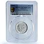 Moldova 10 lei Water Lily KM-43 Red Book Flora Flower PR70 PCGS silver coin 2008