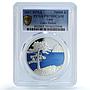 Laos 70000 kip Lake Baikal Coloured Wildlife Bird PR 70 PCGS silver coin 2017