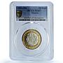 Mexico 10 pesos Republic KM-616 Aztec Sun MS 67 PCGS bimetal coin 2004