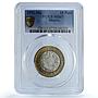 Mexico 10 pesos Republic KM-553 Aztec Sun MS 67 PCGS bimetal coin 1992