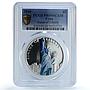 Palau 5 dollars Statue Liberty USA KM-290 Wonders PR 69 PCGS silver coin 2010