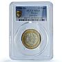 Mexico 10 pesos Republic KM-616 Aztec Sun MS 65 PCGS bimetal coin 1998