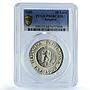 Bulgaria 50 leva Republic KM-182 Arms PR 68 PCGS NiBrass coin 1989