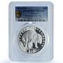 Liberia 10 dollars Protoceraptors KM-99 Dinosaurs PR 67 PCGS silver coin 1993