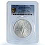 Mexico 1 onza Libertad Type 1 PLATA PURA KM-494.2 UNC PCGS silver coin 1991
