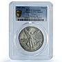 Mexico 1 onza Libertad Type 1 PLATA PURA KM-494.1 UNC PCGS silver coin 1987